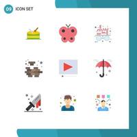 9 Universal Flat Colors Set for Web and Mobile Applications protection project optical clip solving Editable Vector Design Elements