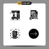 Editable Vector Line Pack of 4 Simple Solid Glyphs of coffee cup machine security tea Editable Vector Design Elements