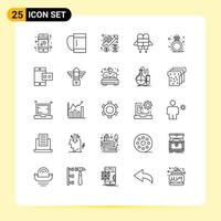 paquete de iconos de vectores de stock de 25 signos y símbolos de línea para la gestión de anillos móviles presentes elementos de diseño de vectores editables jetpack