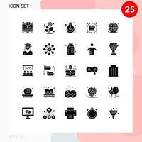 Set of 25 Modern UI Icons Symbols Signs for earth product education life cycle study Editable Vector Design Elements