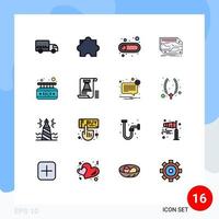 16 Universal Flat Color Filled Line Signs Symbols of sale memory button electronic component Editable Creative Vector Design Elements