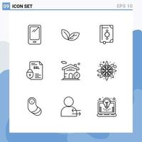 Outline Pack of 9 Universal Symbols of security certificate spring banking ramadhan Editable Vector Design Elements