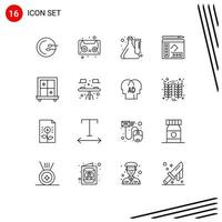 Outline Pack of 16 Universal Symbols of window writer culture copy book Editable Vector Design Elements