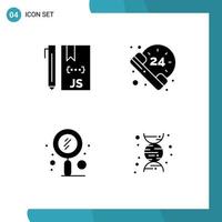 Universal Icon Symbols Group of 4 Modern Solid Glyphs of cloud scan development call seo Editable Vector Design Elements