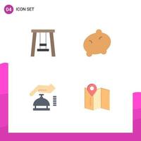 Group of 4 Modern Flat Icons Set for kids security food gdpr map Editable Vector Design Elements