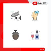Modern Set of 4 Flat Icons and symbols such as camera thinking security creative nuts Editable Vector Design Elements