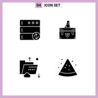 Modern Set of 4 Solid Glyphs and symbols such as database portfolio suitcase case data Editable Vector Design Elements