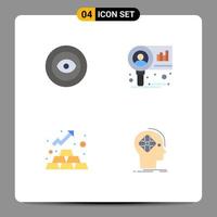 paquete de interfaz de usuario de 4 iconos planos básicos de logros elementos de diseño vectorial editables de activos de mercado de corona de oro vector