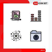 Modern Set of 4 Filledline Flat Colors and symbols such as baby fireworks ebook music thanks day Editable Vector Design Elements