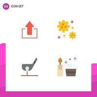 4 Universal Flat Icons Set for Web and Mobile Applications arrow club upload space shot Editable Vector Design Elements