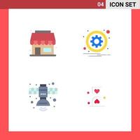 User Interface Pack of 4 Basic Flat Icons of shop radio circle setting space Editable Vector Design Elements