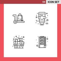 Modern Set of 4 Filledline Flat Colors and symbols such as bag sauna shop face hardware Editable Vector Design Elements