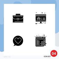 Set of 4 Modern UI Icons Symbols Signs for bag browser online chat settings Editable Vector Design Elements