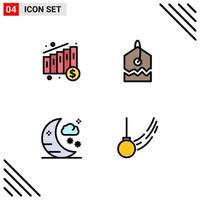 Set of 4 Modern UI Icons Symbols Signs for medical pendulum label halloween tied Editable Vector Design Elements