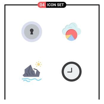 Modern Set of 4 Flat Icons and symbols such as keyhole ice reporting cloud scince melting Editable Vector Design Elements