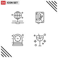 4 User Interface Line Pack of modern Signs and Symbols of connection table book declaration watch Editable Vector Design Elements