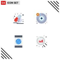 Stock Vector Icon Pack of 4 Line Signs and Symbols for capsule world atoms browser chart Editable Vector Design Elements