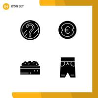 Group of 4 Solid Glyphs Signs and Symbols for question botanical solution finance garden Editable Vector Design Elements