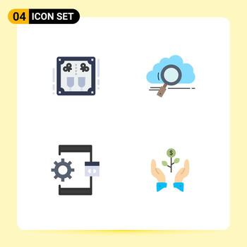 paquete de 4 signos y símbolos de iconos planos modernos para medios de impresión web, como la computación de alcohol, vítores, codificación de búsqueda, elementos de diseño de vectores editables