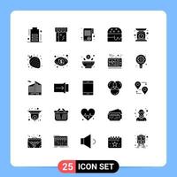 Set of 25 Modern UI Icons Symbols Signs for scale check weight document food taxes Editable Vector Design Elements