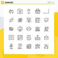 25 iconos creativos signos y símbolos modernos de pin enter bag back toolkit elementos de diseño vectorial editables vector