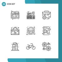 User Interface Pack of 9 Basic Outlines of cup cafe communication drink engineer Editable Vector Design Elements