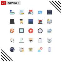 Pack of 25 Modern Flat Colors Signs and Symbols for Web Print Media such as floppy study cinema school education Editable Vector Design Elements