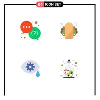 Mobile Interface Flat Icon Set of 4 Pictograms of help laser support food halloween Editable Vector Design Elements