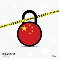 China Lock DOwn Lock Coronavirus pandemic awareness Template COVID19 Lock Down Design vector