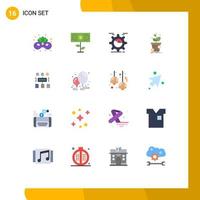 Universal Icon Symbols Group of 16 Modern Flat Colors of business pot setting growth cog Editable Pack of Creative Vector Design Elements