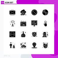 16 User Interface Solid Glyph Pack of modern Signs and Symbols of park light ban elements cg Editable Vector Design Elements