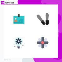 Group of 4 Modern Flat Icons Set for cards creative id phone bulb Editable Vector Design Elements