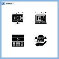 User Interface Pack of Basic Solid Glyphs of online communication online laptop hero Editable Vector Design Elements