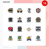 16 User Interface Flat Color Filled Line Pack of modern Signs and Symbols of building wedding weather ring heart Editable Creative Vector Design Elements