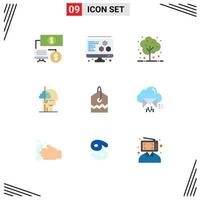 9 Universal Flat Colors Set for Web and Mobile Applications cloud over plant label habit Editable Vector Design Elements