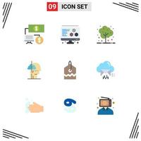 9 Universal Flat Colors Set for Web and Mobile Applications cloud over plant label habit Editable Vector Design Elements