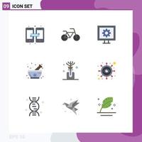 User Interface Pack of 9 Basic Flat Colors of business oil tv aroma medicine Editable Vector Design Elements