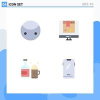 Modern Set of 4 Flat Icons Pictograph of greatness bottle symbols product cup Editable Vector Design Elements