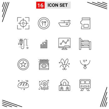 Modern Set of 16 Outlines and symbols such as analytics socket boat plug data Editable Vector Design Elements
