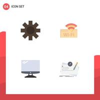 4 Creative Icons Modern Signs and Symbols of setting device hotel device pc Editable Vector Design Elements