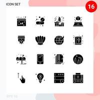 16 Universal Solid Glyphs Set for Web and Mobile Applications shop imagination tablet hologram present Editable Vector Design Elements