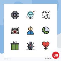 Modern Set of 9 Filledline Flat Colors and symbols such as profile impostor cure avatar frame Editable Vector Design Elements