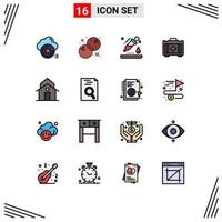 Universal Icon Symbols Group of 16 Modern Flat Color Filled Lines of house building drop healthbag medical Editable Creative Vector Design Elements