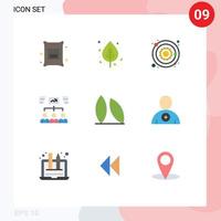 paquete de 9 signos y símbolos de colores planos modernos para medios de impresión web, como elementos de diseño de vectores editables de grupo de árboles de proyectos de asignación