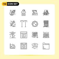 Pictogram Set of 16 Simple Outlines of drive gaming easter game technology Editable Vector Design Elements