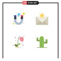4 iconos planos vectoriales temáticos y símbolos editables de favoritos de educación correo electrónico escolar elementos de diseño vectorial editables florales vector