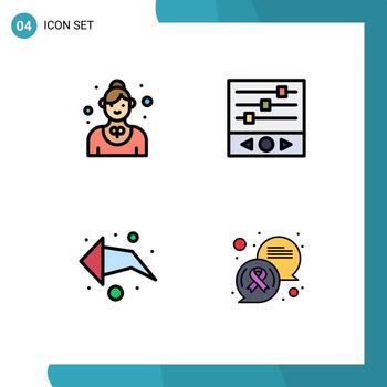 4 Filledline Flat Color concept for Websites Mobile and Apps catering arrow service music levels direction Editable Vector Design Elements