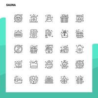 conjunto de iconos de línea de sauna conjunto 25 iconos diseño de estilo minimalista vectorial conjunto de iconos negros paquete de pictogramas lineales vector