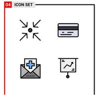 Pictogram Set of 4 Simple Filledline Flat Colors of arrow mail back disease business Editable Vector Design Elements