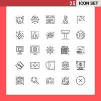 Set of 25 Modern UI Icons Symbols Signs for sport golf page weather temperature Editable Vector Design Elements